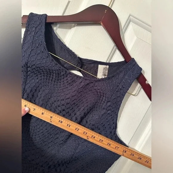 BIRDCAGE Anthropologie Navy Blue Sleeveless Cocktail Dress LARGE Back Cut Out - Picture 4 of 14